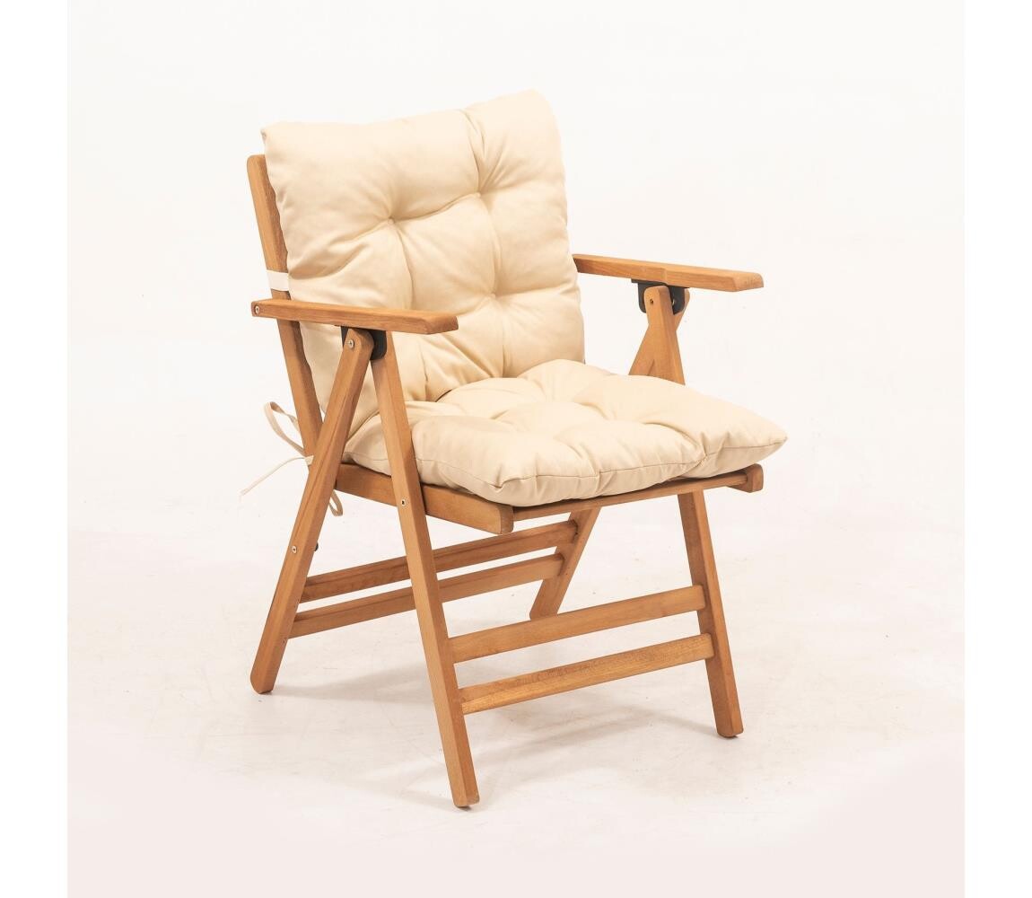 Skládací zahradní křeslo s polštářkem béžová/habr
