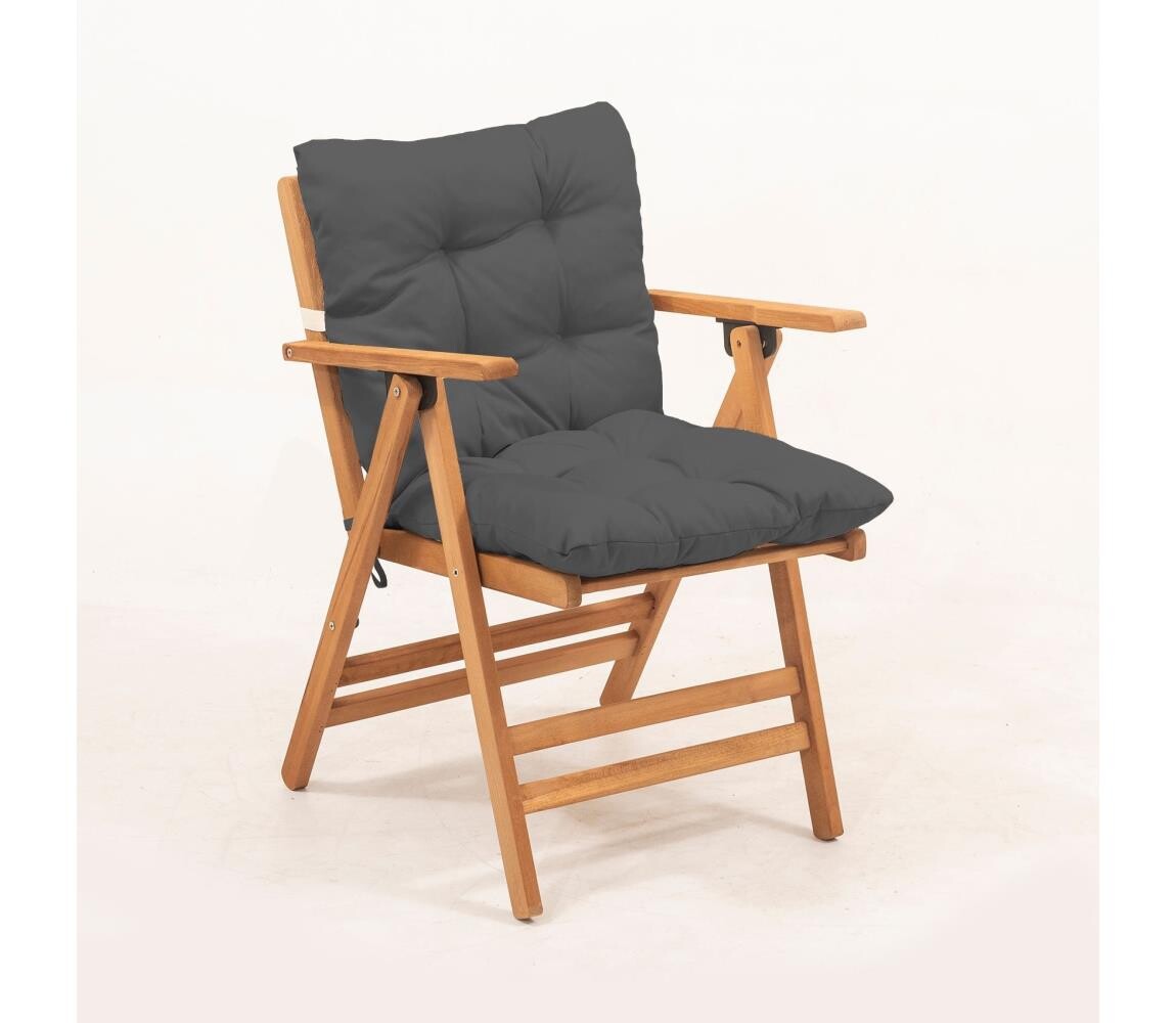 Skládací zahradní křeslo s polštářkem šedá/habr