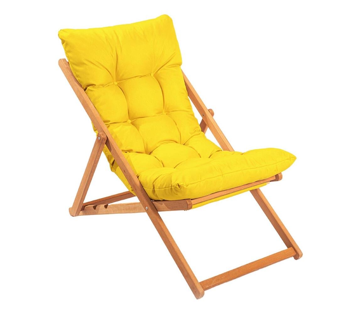 Zahradní lehátko žlutá/buk