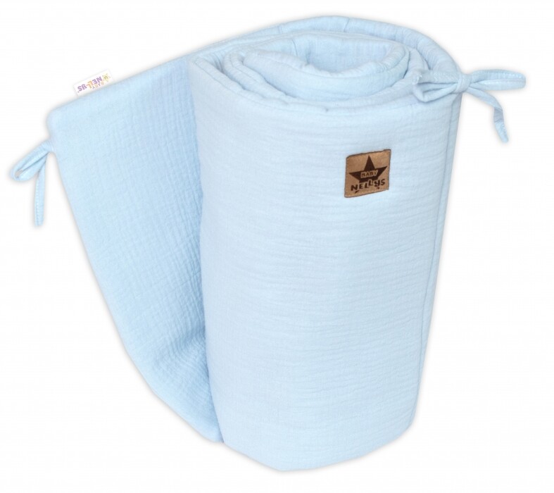 Baby Nellys Mušelínový mantinel do postýlky 330x180cm - modrá