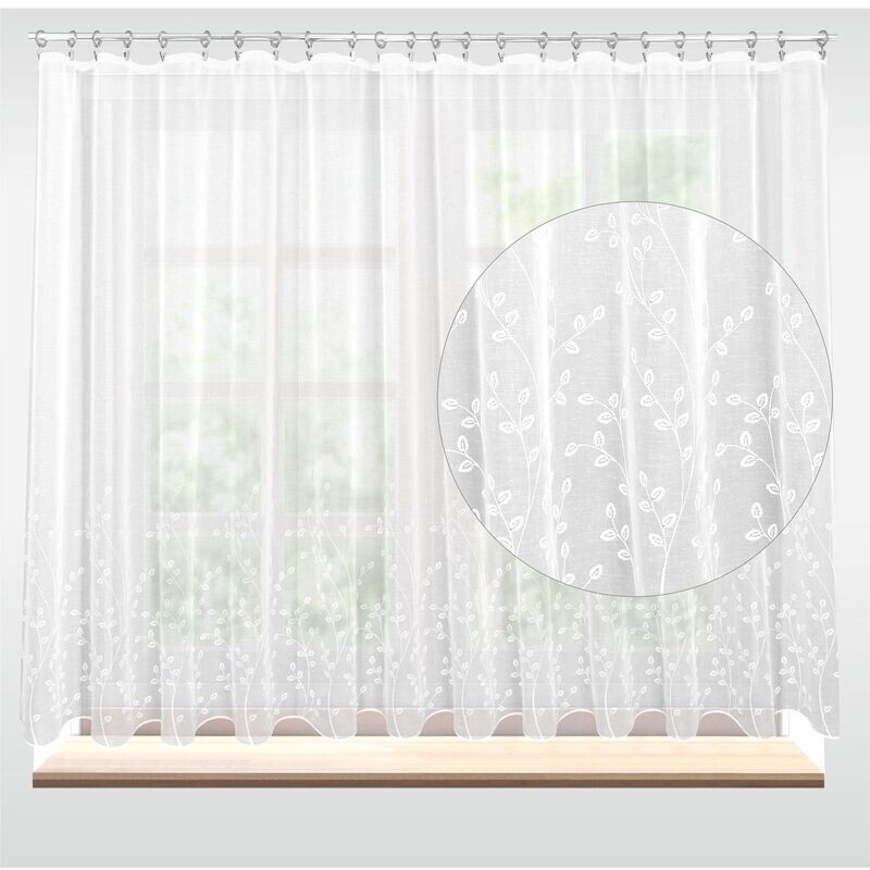 Záclona rivoli, Bílé větvičky s olůvkem metráž, bílá 140 cm