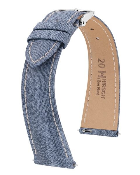 Řemínek Hirsch Fibre Plant - světle modrý - 19 mm - L – Standardní délka (doporučujeme) - 16 mm - Stříbrná