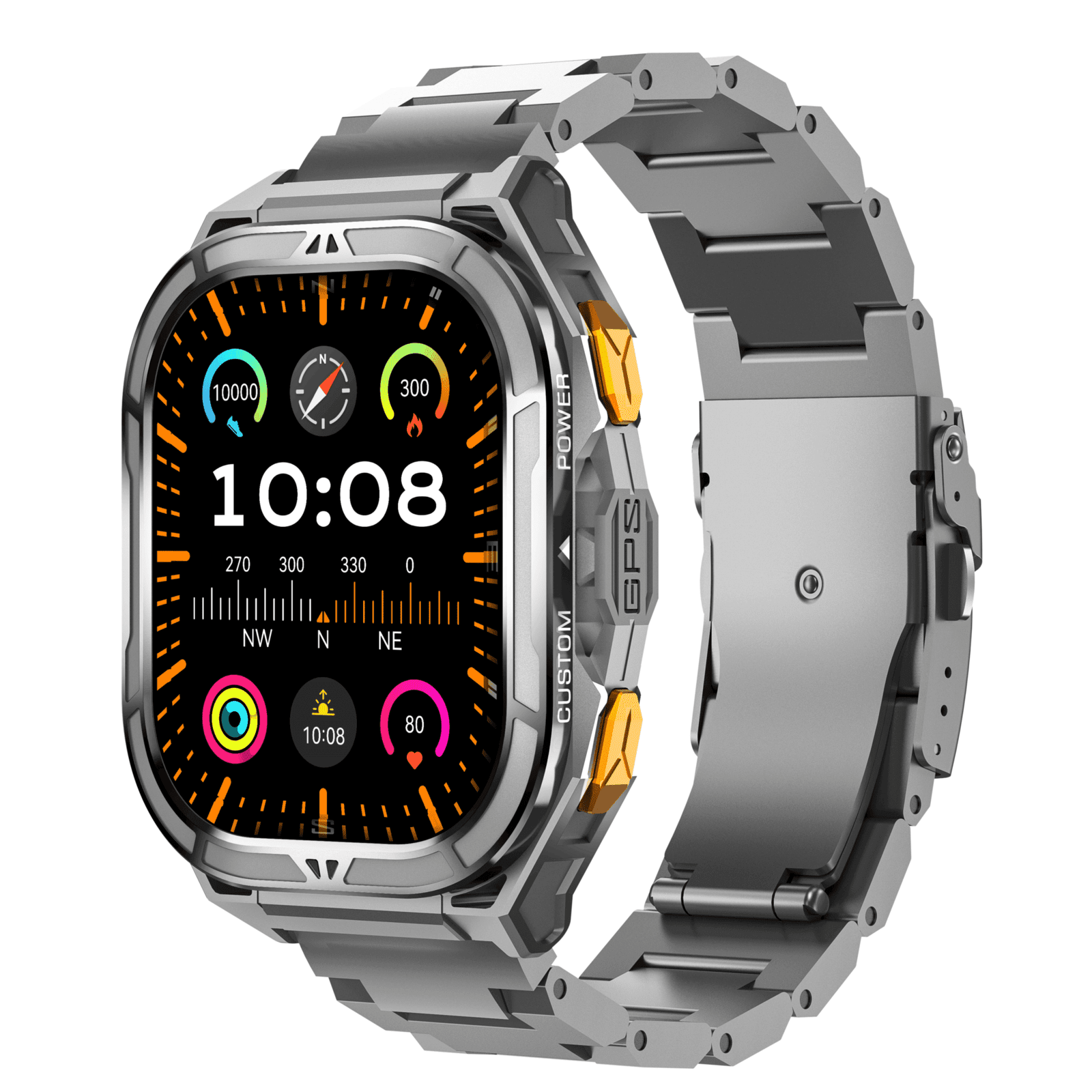 ARMODD Titan GPS stříbrná s kovovým řemínkem