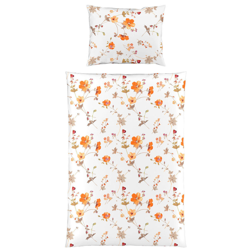 Fleuresse POVLEČENÍ, makosatén, oranžová, červená, bílá, béžová, tmavě oranžová, cappuccino, 140/200 cm