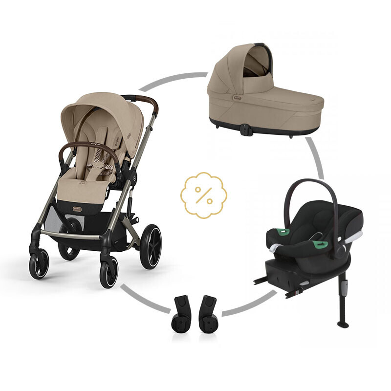 Cybex SET BALIOS S LUX + korba + adaptéry + autosedačka + základna -  ALMOND BEIGE 2025