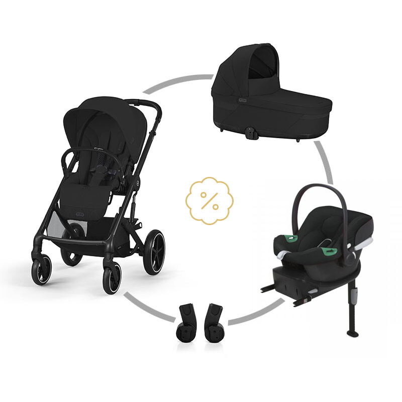 Cybex SET BALIOS S LUX + korba + adaptéry + autosedačka + základna - MOON BLACK 2025