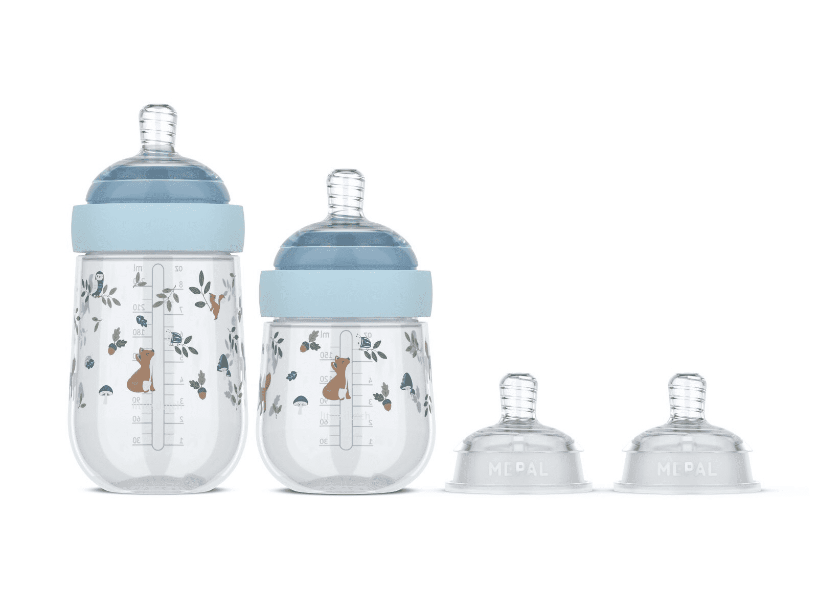 Little Dutch Kojenecké láhve 165 ml + 240 ml + 2 savičky Forest Friends