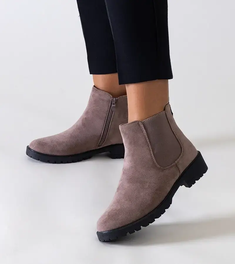 Gemre Brown classic casual eco-suede ankle boots Salara