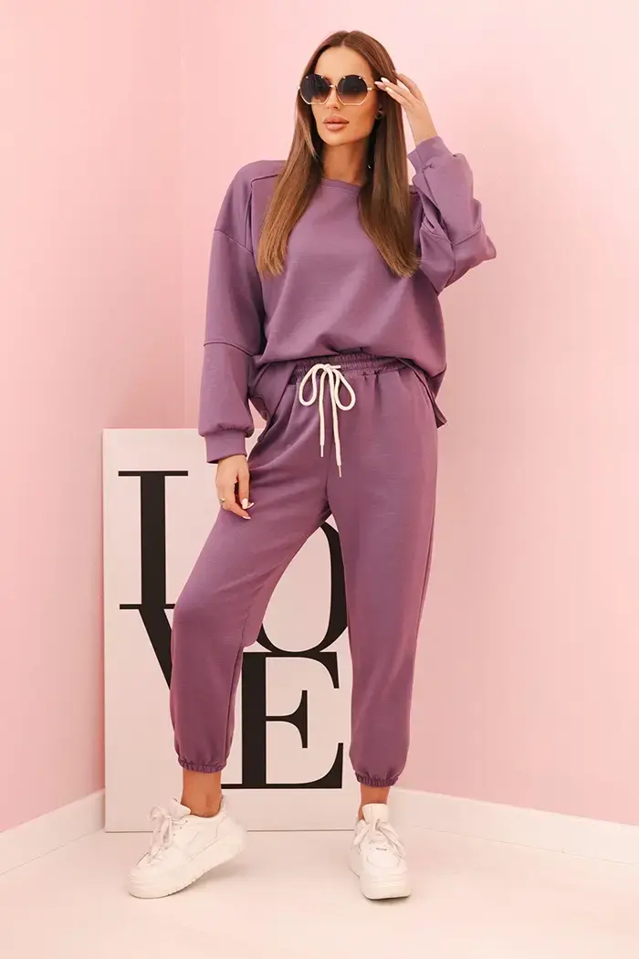 Kesi Włoski Komplet mikina + kalhoty máslový fialový
