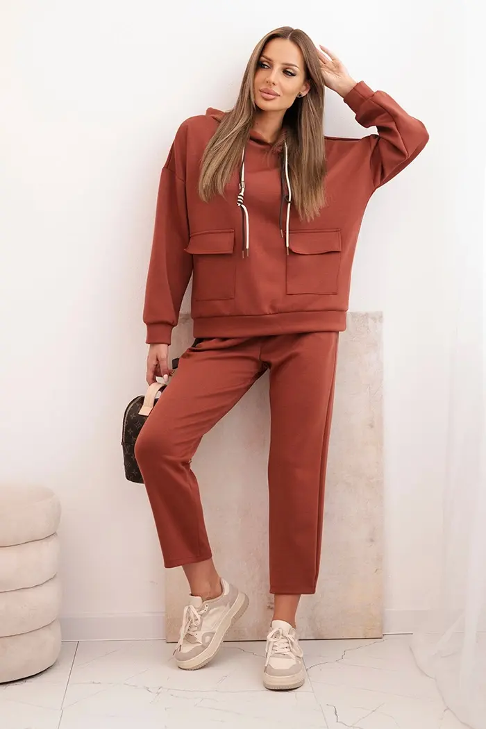 Kesi Włoski Komplet mikina + kalhoty máslově hnědá