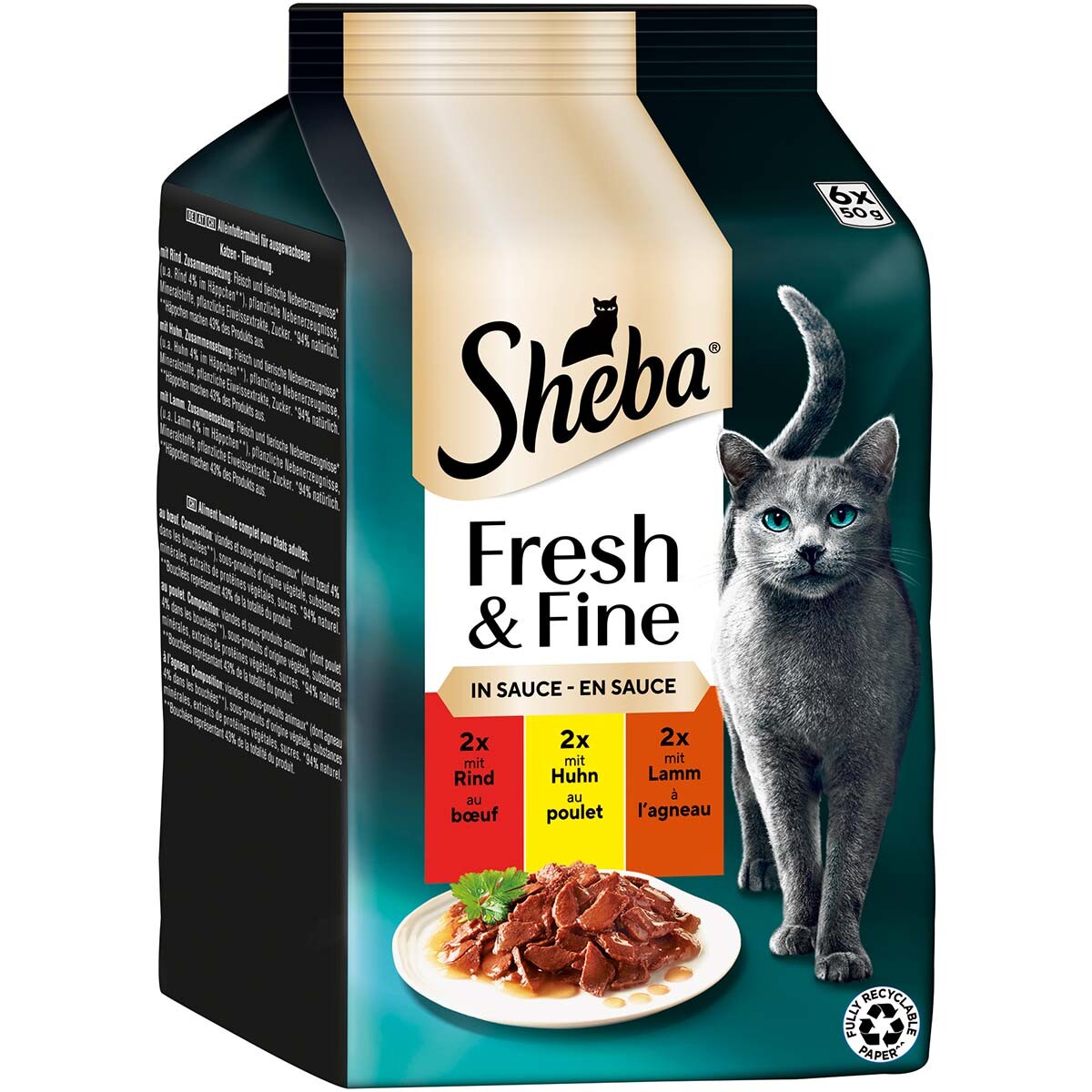 Sheba fresh & fine omáčka hovězí, kuřecí & jehněčí 6x50 g