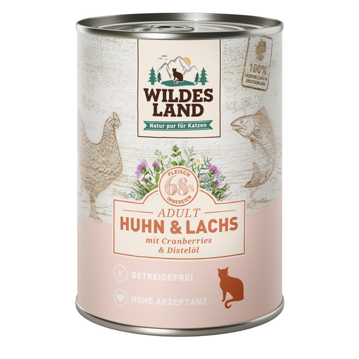 Wildes Land kuře a losos s brusinkami 6x400 g