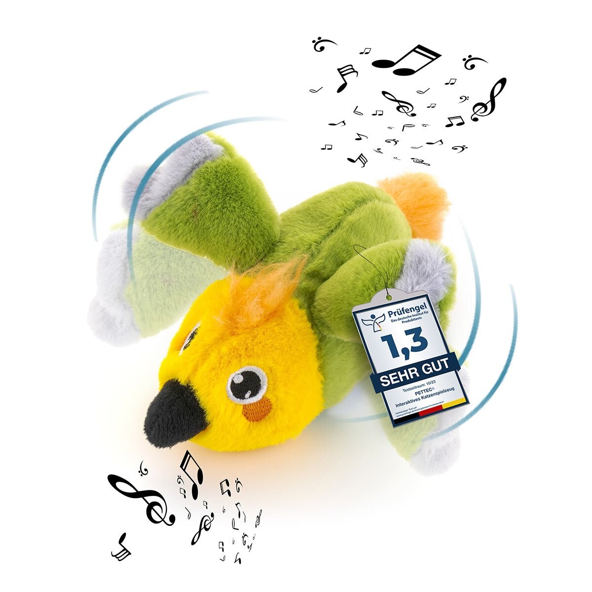 PetTec interaktivní plyšová hračka pro kočky-papoušek