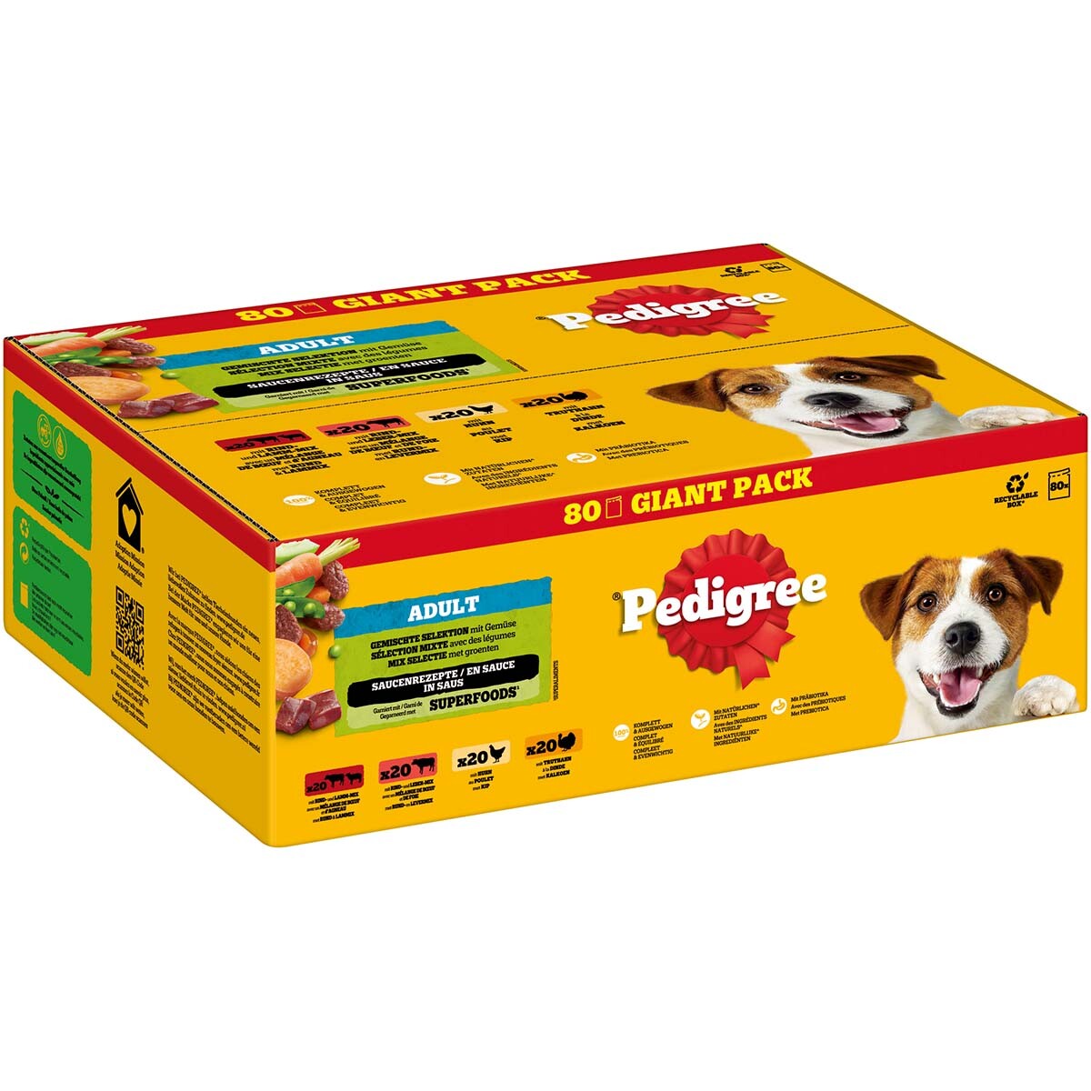 Pedigree giant pack adult 4 druhy v omáčce 80x100 g