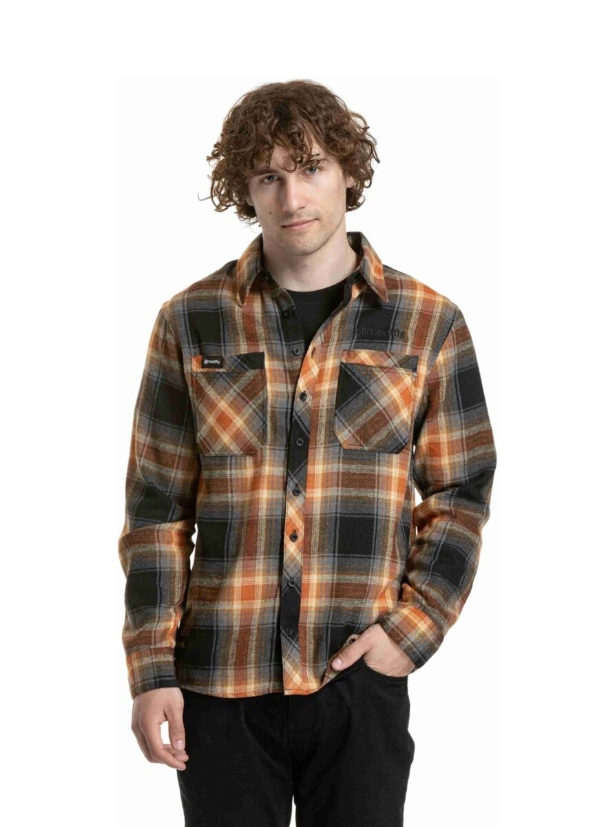 Pánská košile meatfly kurt modrá/červená s