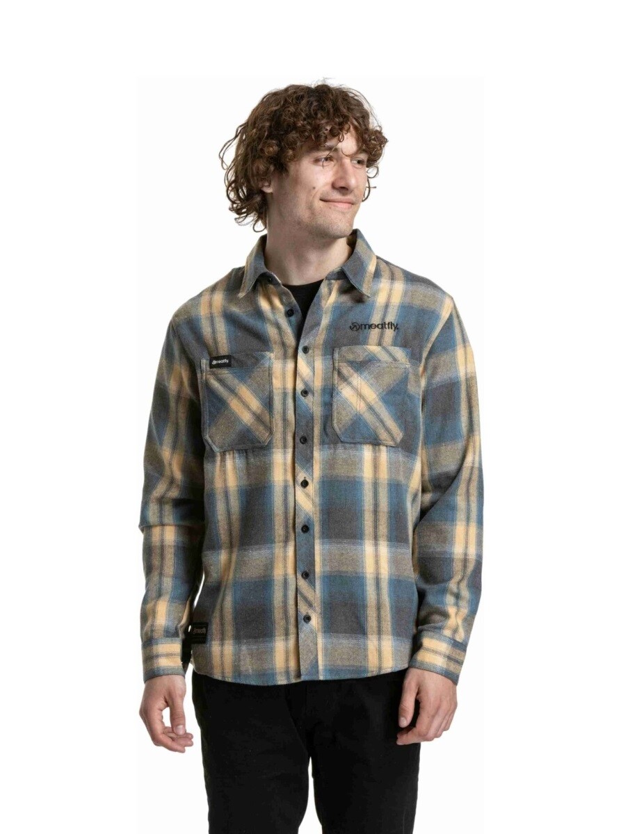 Pánská košile meatfly kurt krémová/modrá s