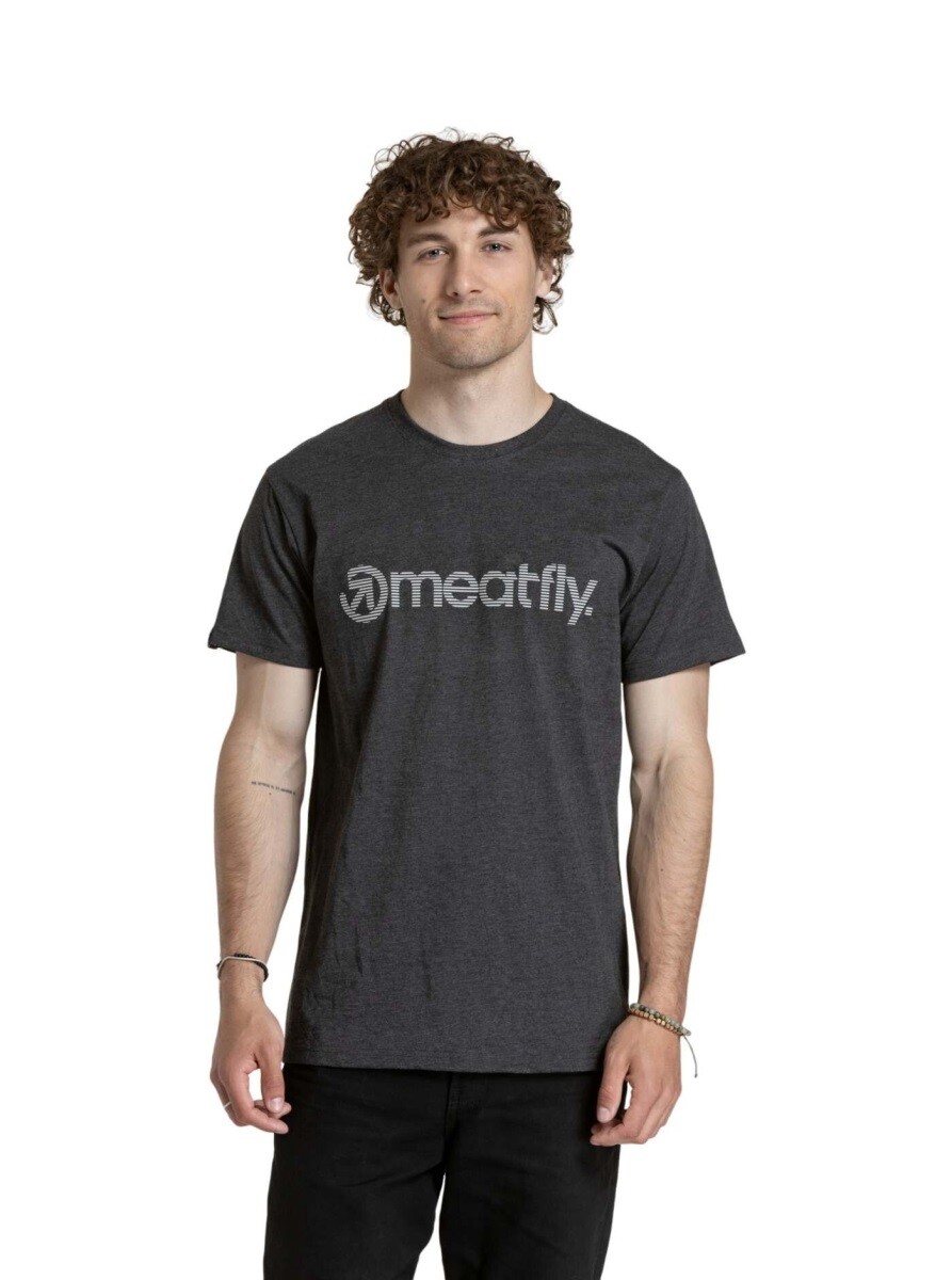 Pánské tričko meatfly striped logo šedá s