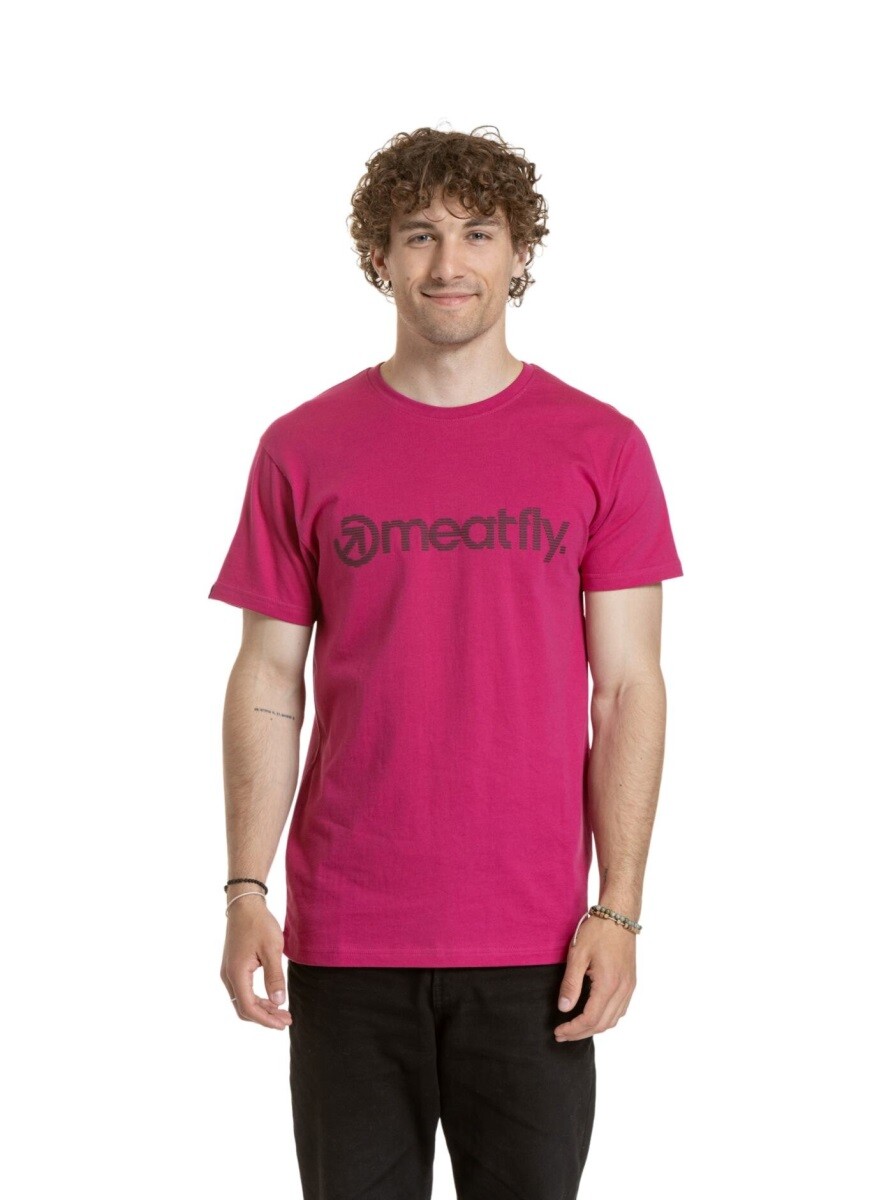 Pánské tričko meatfly striped logo růžová s