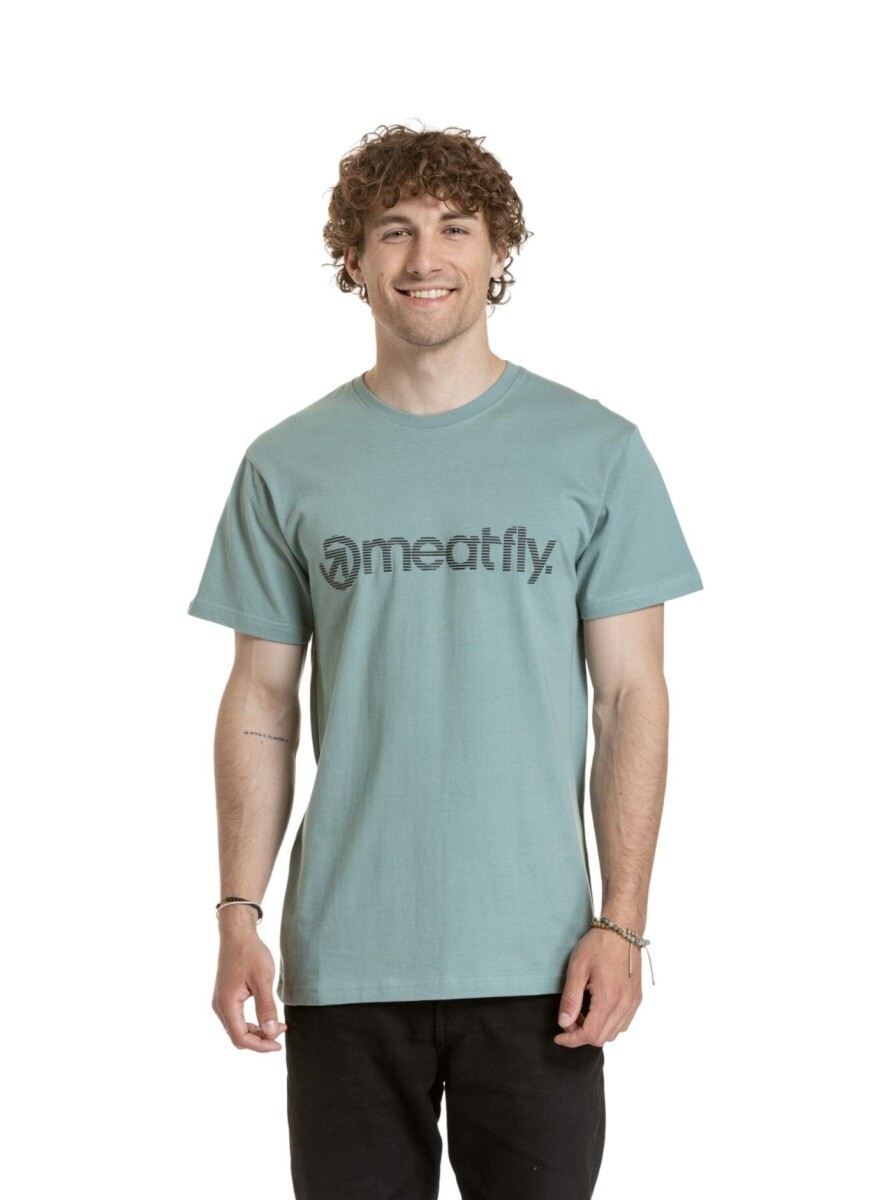 Pánské tričko meatfly striped logo mátová s