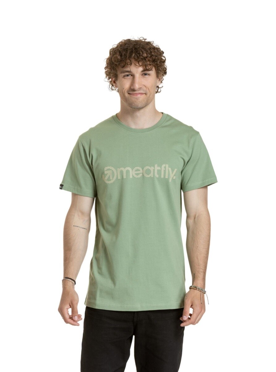 Pánské tričko meatfly striped logo zelená s