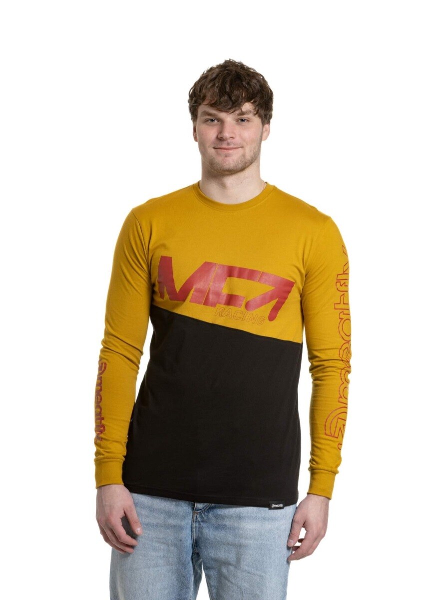 Pánské tričko s dlouhým rukávem meatfly judgement černá/žlutá s