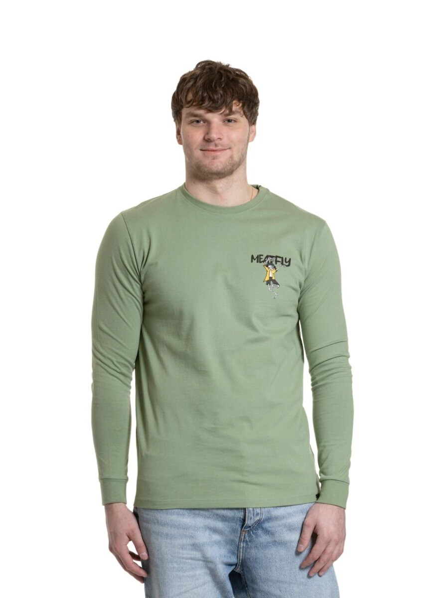 Pánské tričko s dlouhým rukávem meatfly julien zelená s