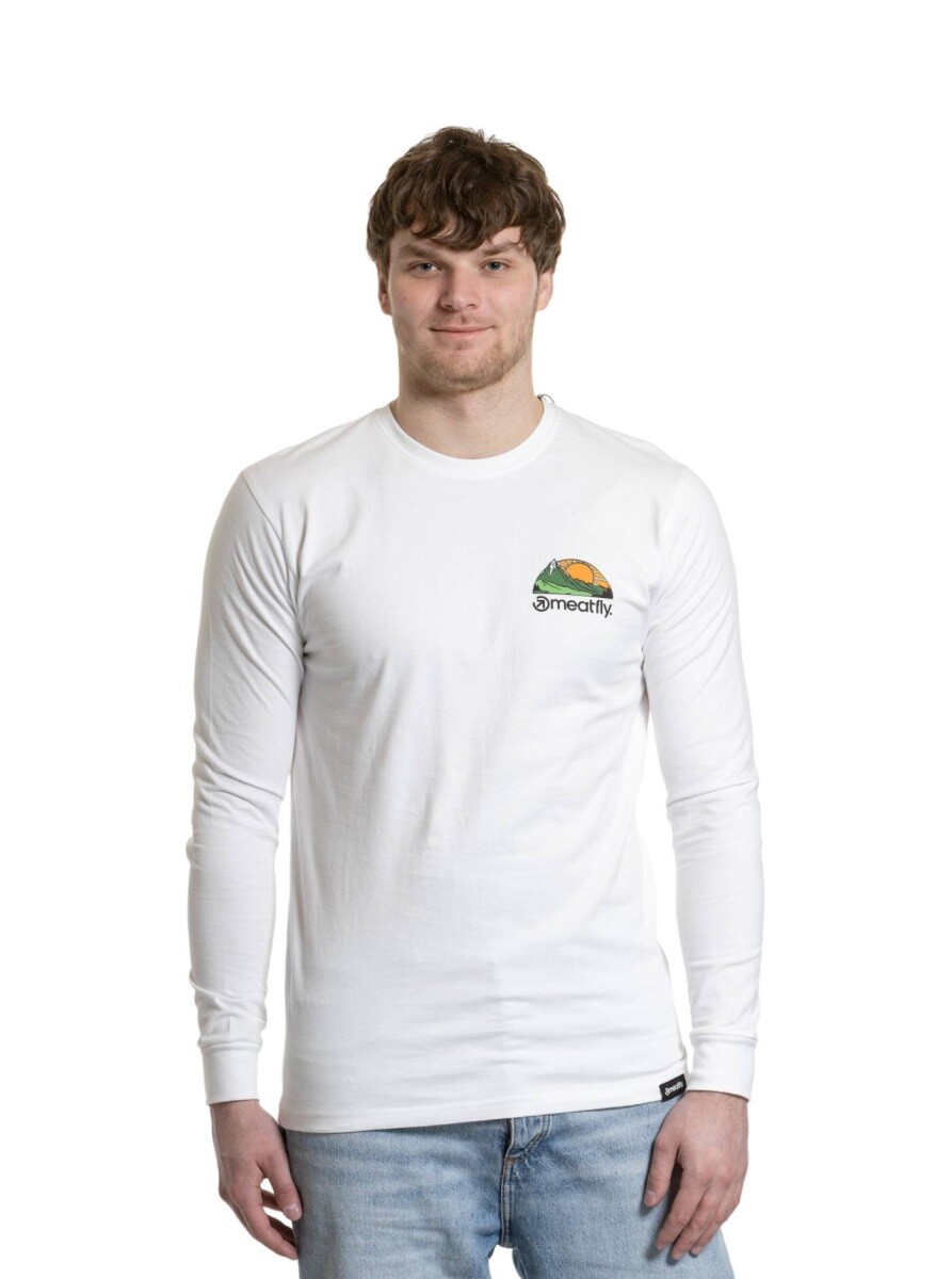 Pánské tričko s dlouhým rukávem meatfly julien bílá/hory s