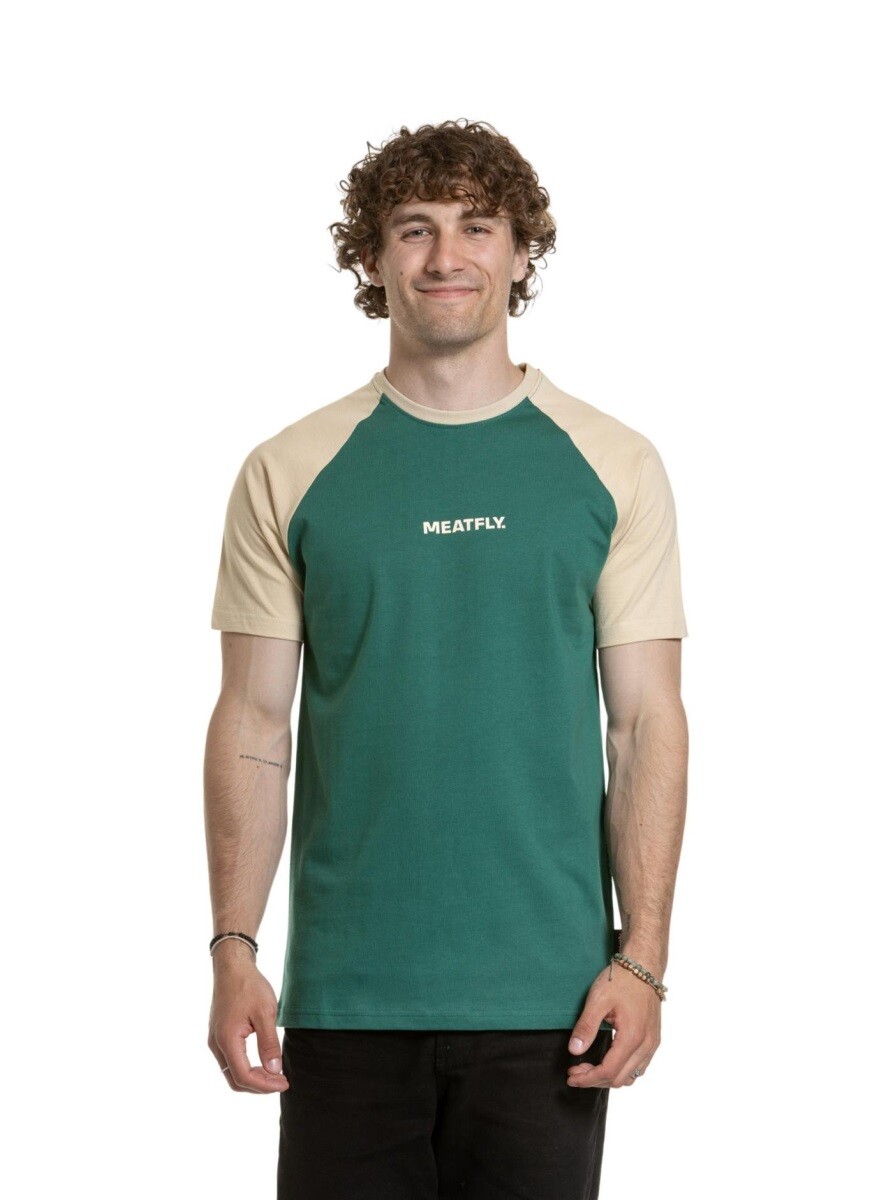 Pánské tričko meatfly ozzy raglan zelená/béžová s