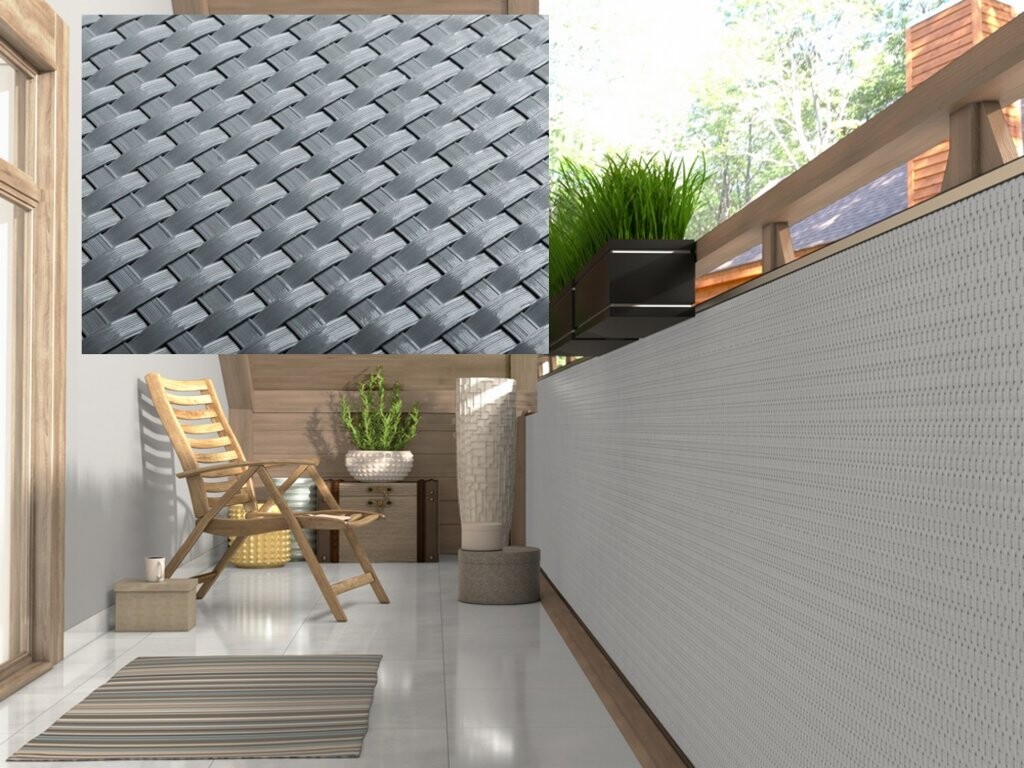 VLASTNÍ ROZMĚR balkonová ratanová zástěna MALMO, světle šedá, výška 110 cm, 1300 g/m2 MyBestHome