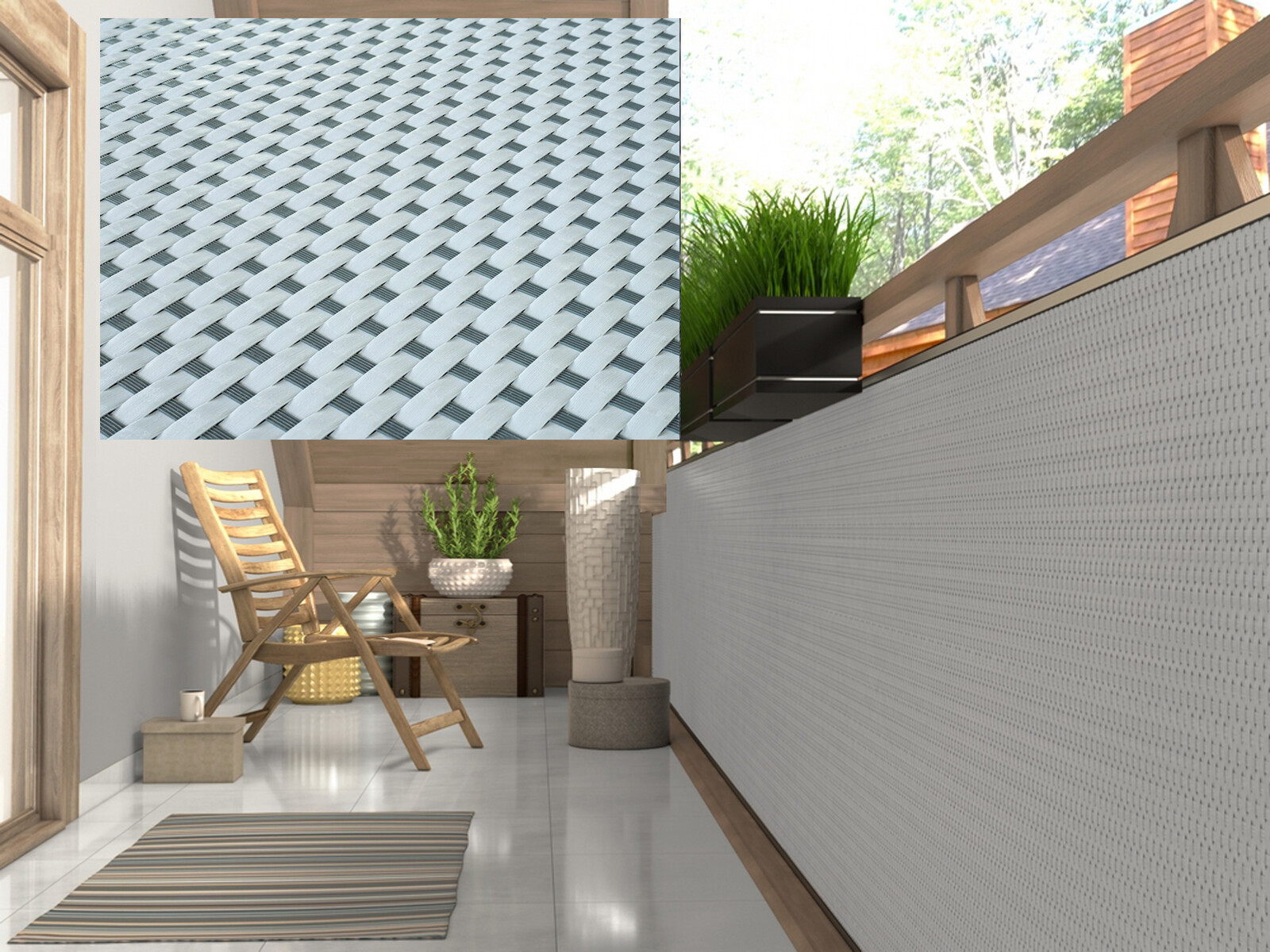 VLASTNÍ ROZMĚR balkonová ratanová zástěna MALMO, světle šedá/tmavě šedá, výška 110 cm, 1300 g/m2 MyBestHome