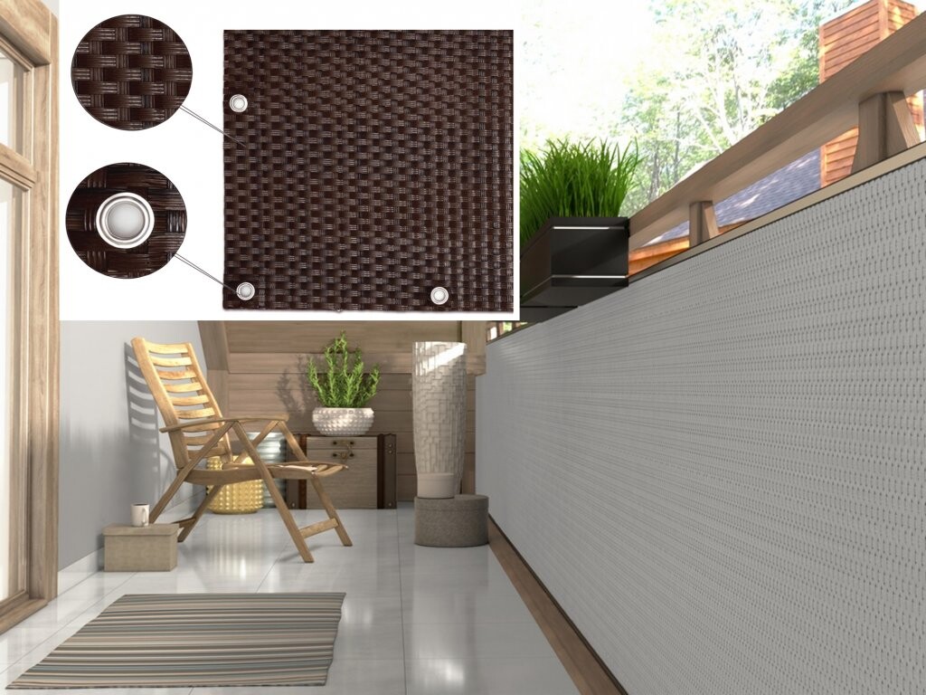 Balkonová ratanová zástěna s očky MALMO, mix hnědá, výška 110 cm šířka různé rozměry 1300 g/m2 MyBestHome Rozměr: 110x300 cm