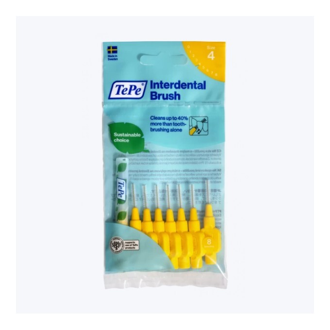 TePe Original mezizubní kartáčky z bioplastu 0,7 mm, žluté 8 ks