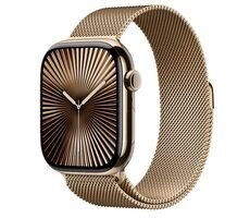Apple Watch Series 10 GPS+Cellular 46mm Zlaté titanové tělo - Zlatý milánský tah (