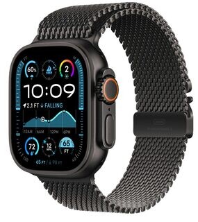 Apple Watch Ultra 2 (2024) GPS+Cellular 49mm Černé titanové tělo - Černý titanový milánský tah (L)