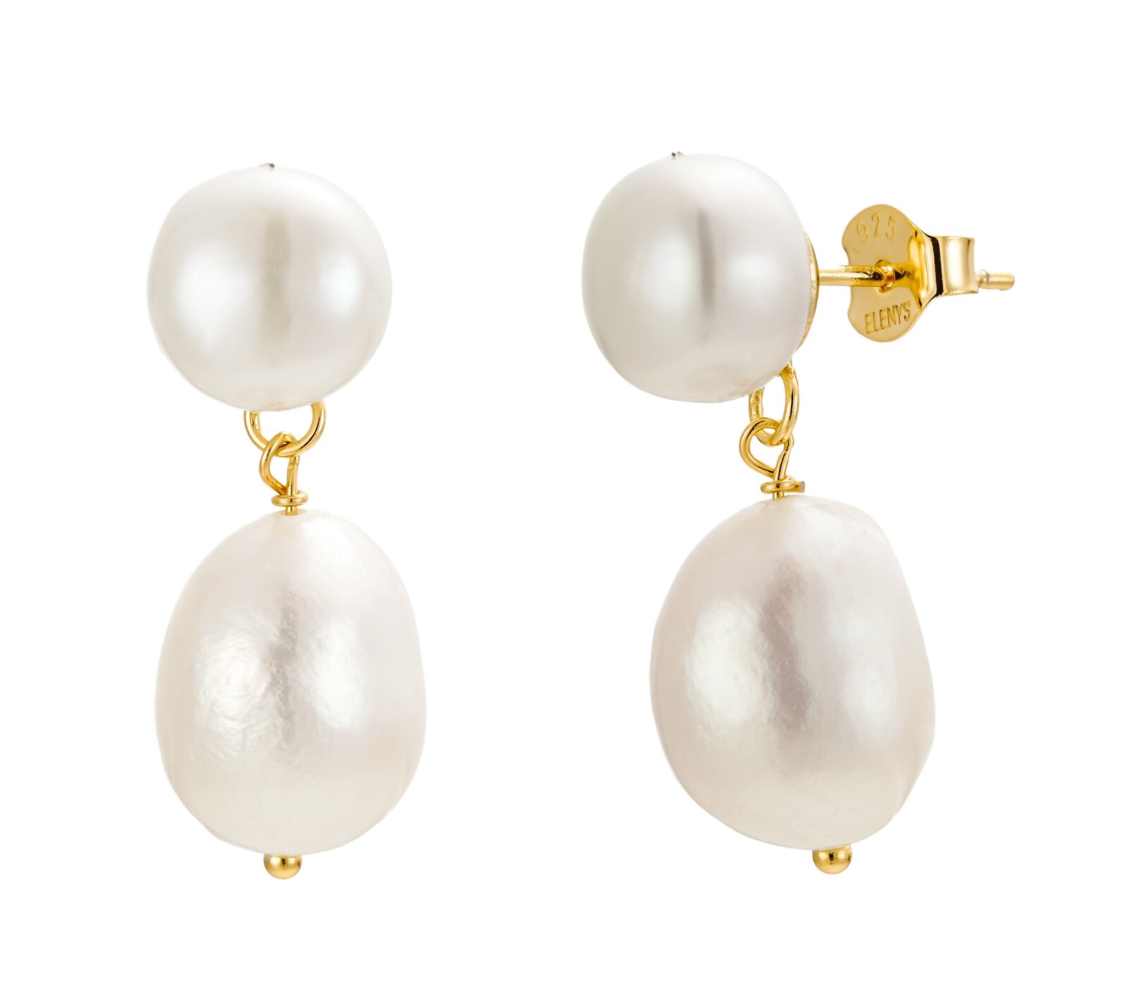 Elenys pozlacené perlové náušnice Alba 18K žluté zlato Perla 5A