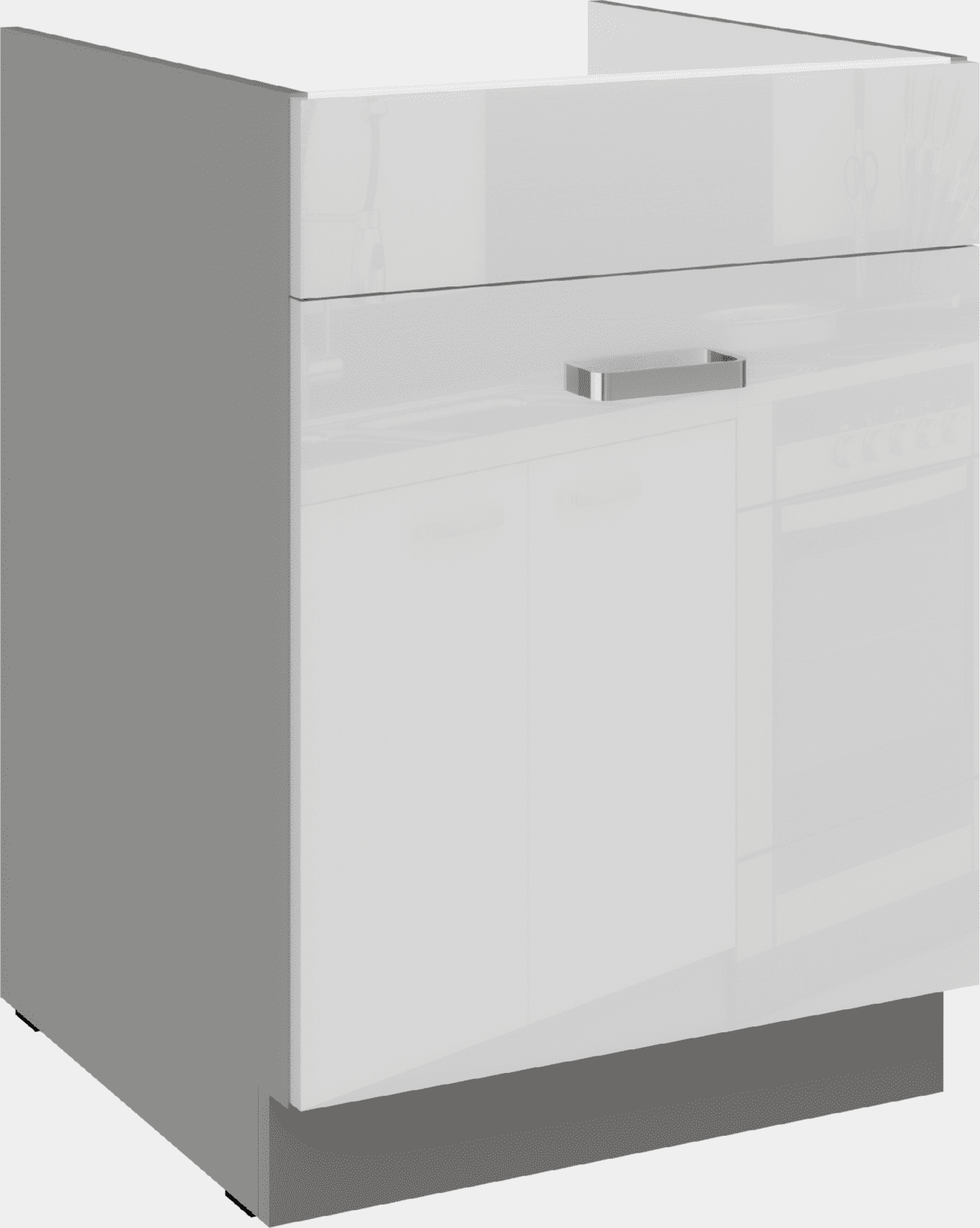 Spodní skříňka 60 ZL 1S BB - Premium Box Barva korpusu: Šedá, Barva dvířek: Šedý lesk (Šedá)