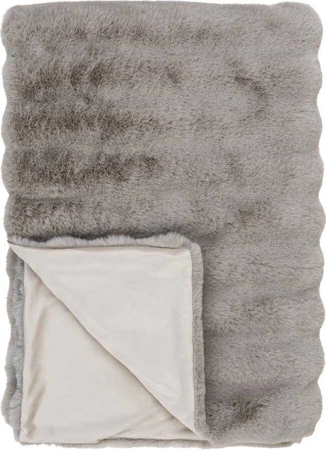 Šedá/béžová deka z umělé kožešiny 130x180 cm Galena – House Nordic