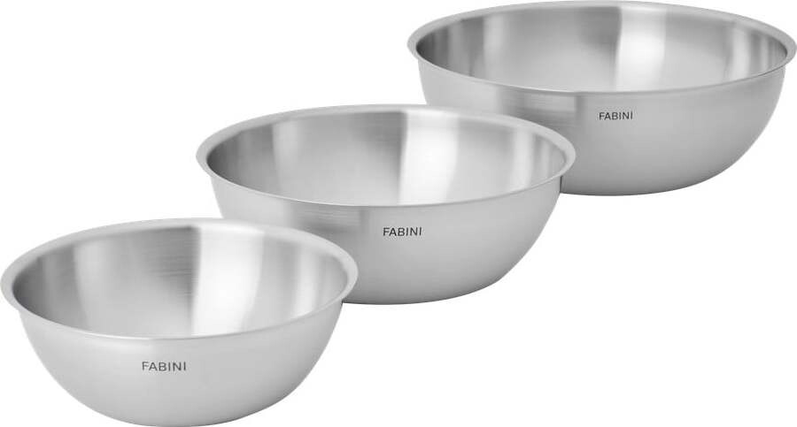Nerezové mísy v sadě 3 ks ve stříbrné barvě ø 25,5 cm Lucca 3.0 – FABINI