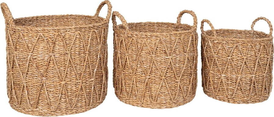 Košíky v sadě 3 ks z mořské trávy ø 32x30 cm Krabi – House Nordic