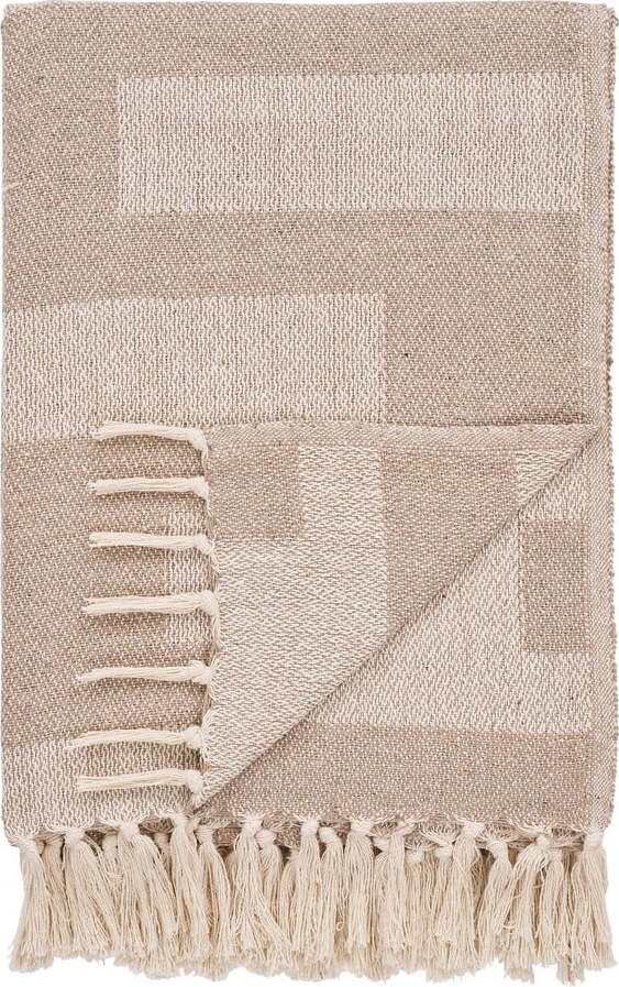 Světle hnědá deka z recyklované bavlny 130x180 cm Adana – House Nordic