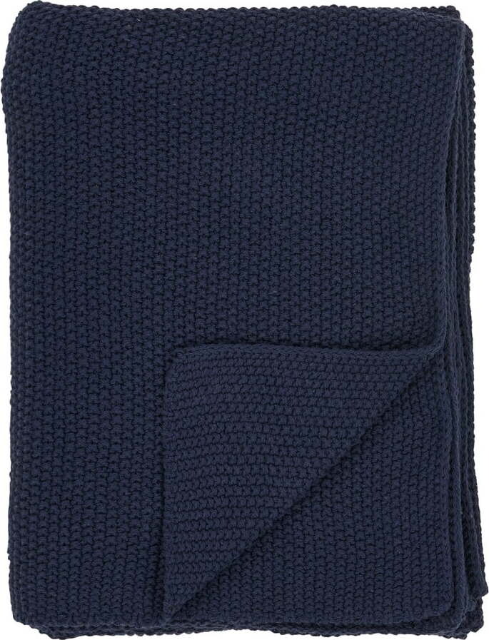 Tmavě modrá deka z recyklované bavlny 130x170 cm Santos – House Nordic