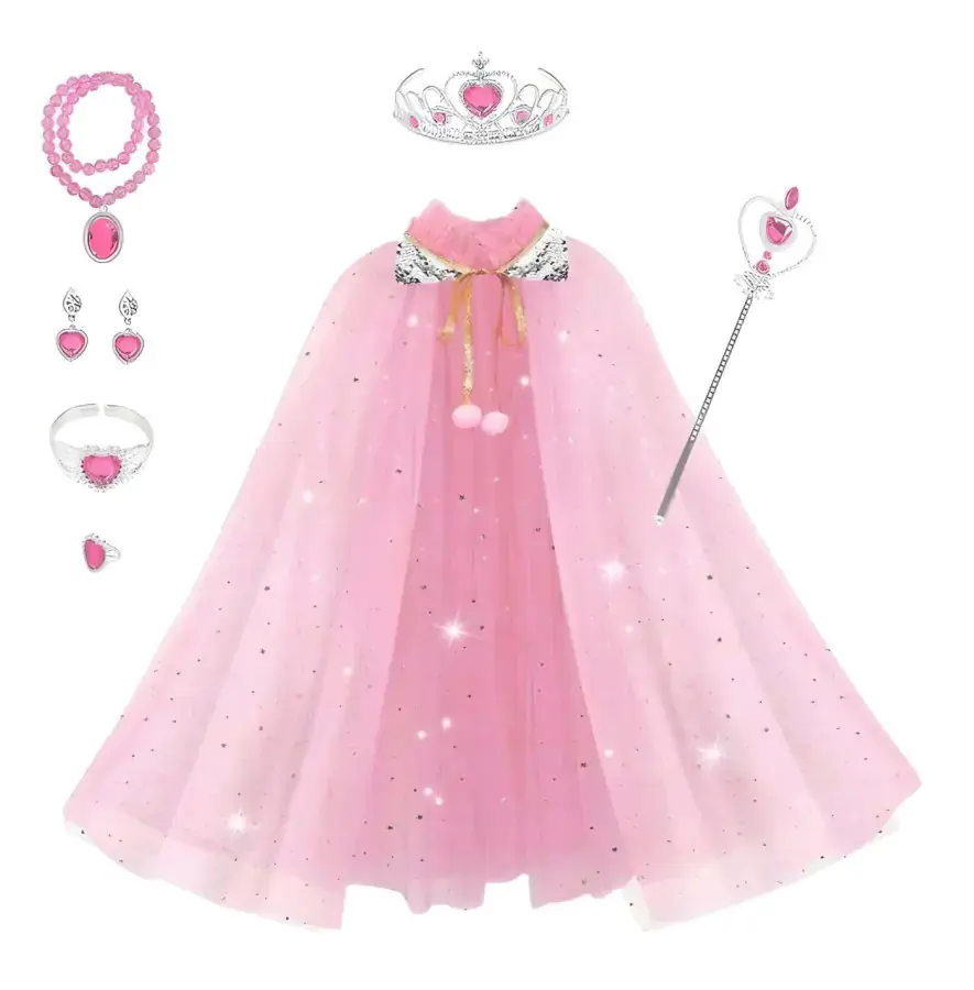 bHome Souprava Růžová pelerína se šperky a rukavicemi OPBH2227