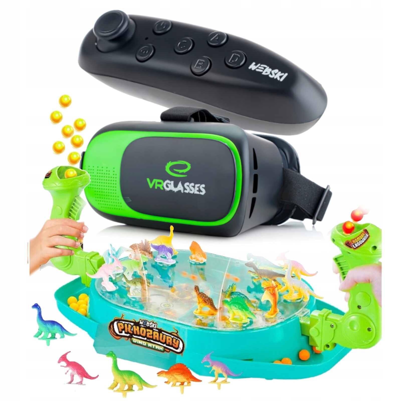 Brýle Vr 3D 360 Stupňů Gamepad V Sadě S Arkádovou Hrou Dino