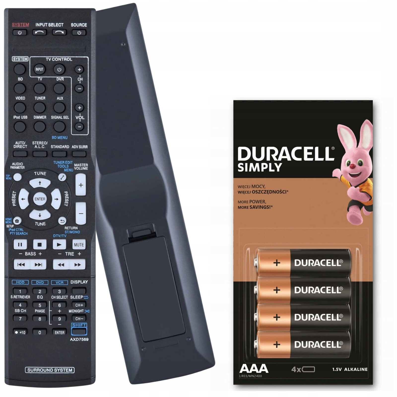 Dálkové Ovládání AXD7534 Pro Pioneer VSX-321K-P VSX-420 VSX-420BLUS Baterie Duracell