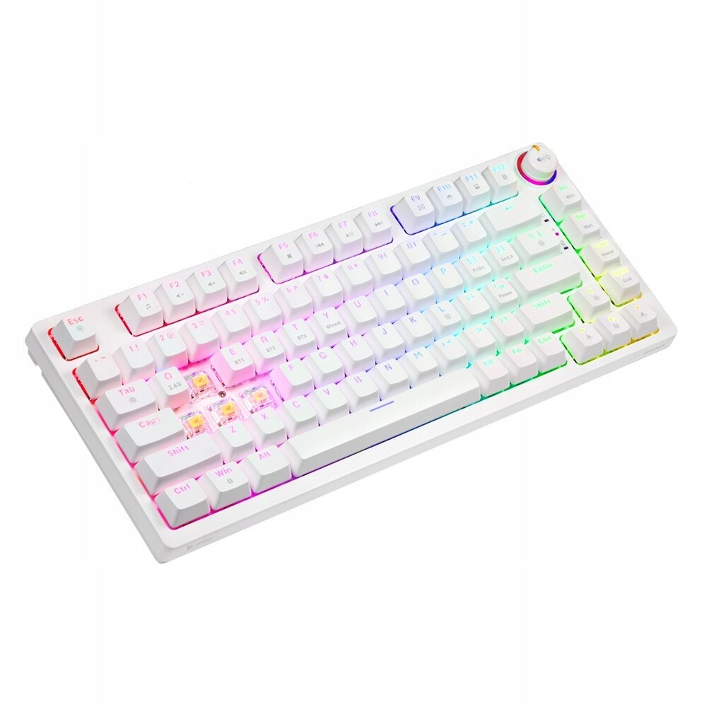Savio Mechanická bezdrátová klávesnice Phenix White Gateron Yellow, Abs