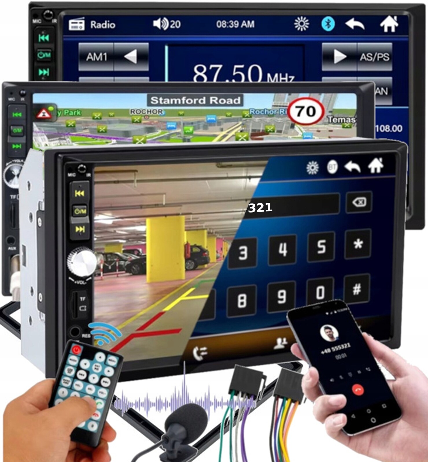 Usb rádio do auta Bluetooth Aux 2DIN 7 palců Dotykové 1024*600 Sd Pilot