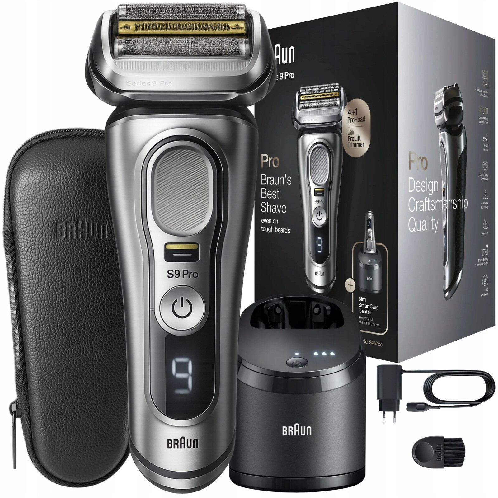 Holicí Strojek na vousy Braun Series 9 9467cc Wet&Dry Stříbrný