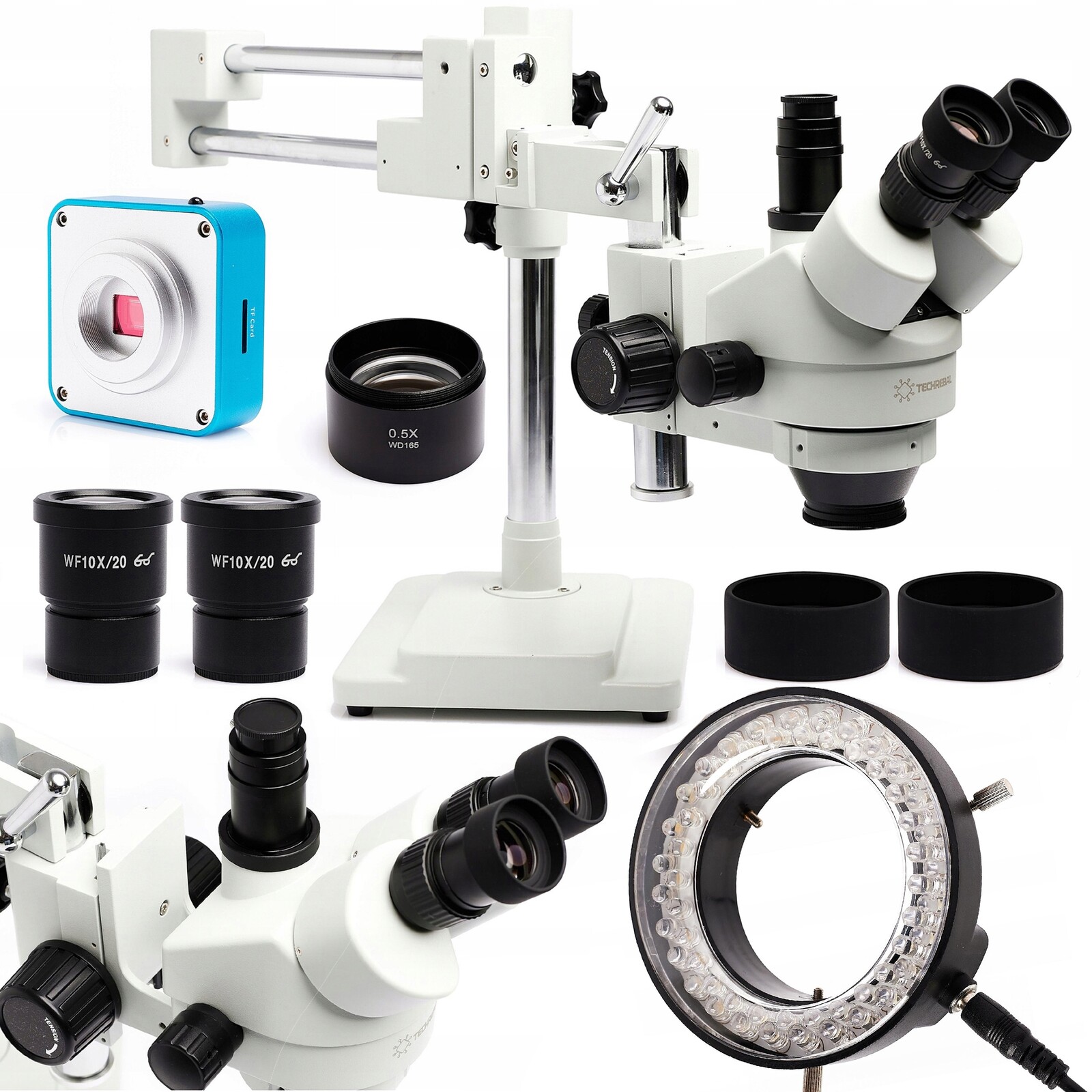 Trinokualrový Optický Mikroskop Kamera 16MP Full Hd 4K Osvětlení 56x Led