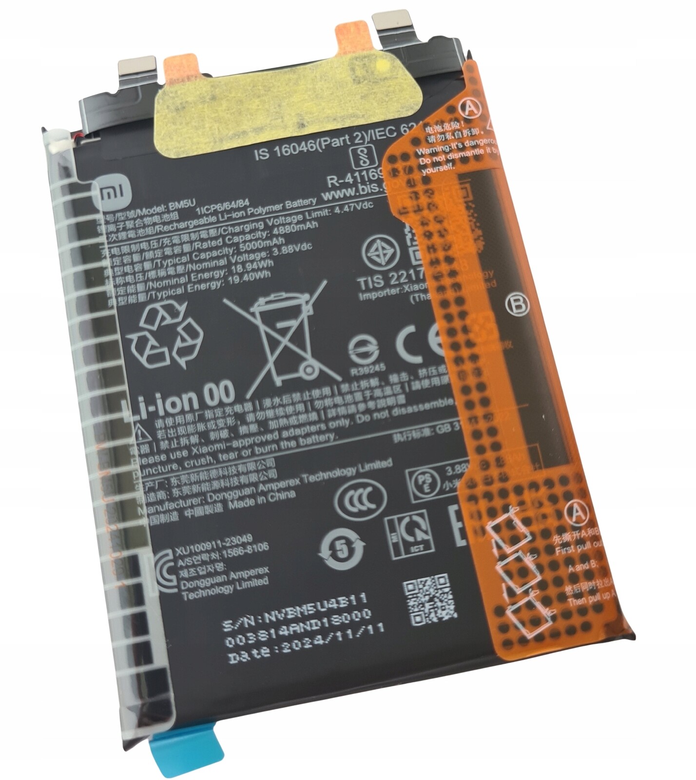 Org Nová originální baterie BM5U akumulátor pro Xiaomi Redmi Note 13 Pro+ 5G