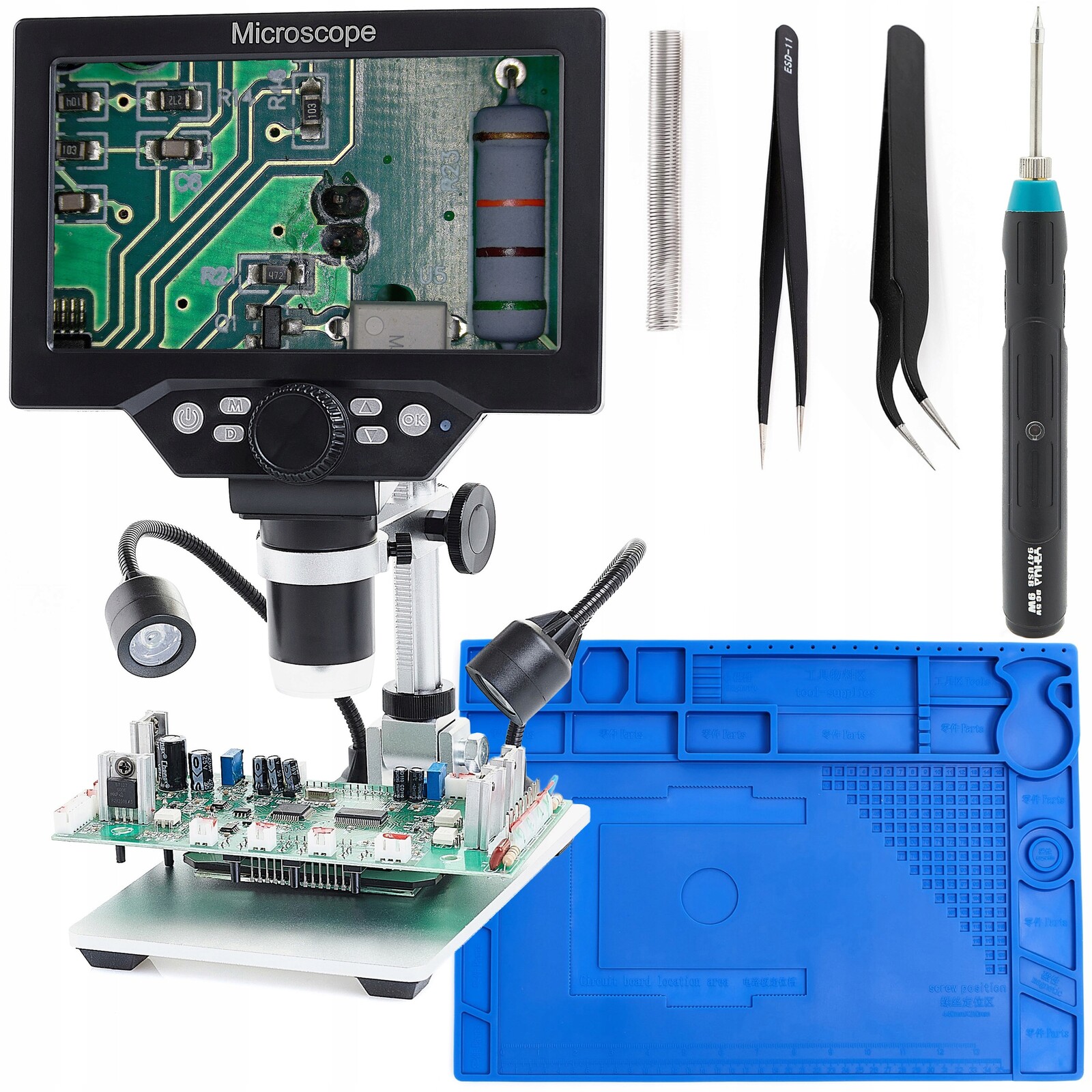 Digitální Mikroskop 1200X 1080P Hd Sada Páječka Usb Podložka Techrebal
